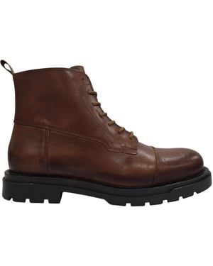 Firetrap Albon Leather Ankle Lace Up Hiker Rugged Boots - Brown