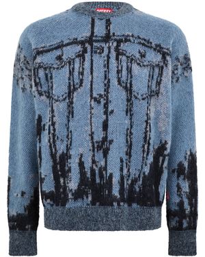 DIESEL Patmos Mgli Knitted Hoodie - Blue
