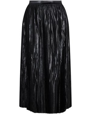 Lovedrobe Metallic Pleated Midi Skirt - Grey