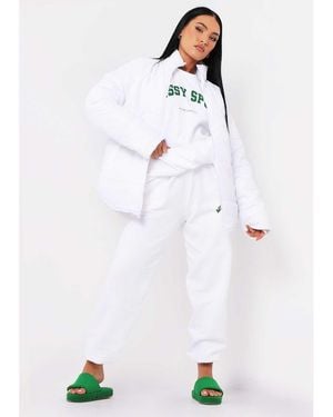 Missy Empire Oversized Long Sleeve Medium Puffer Jacket - White