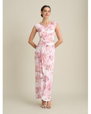 Gina Bacconi Lora Floral Jersey Diamante Maxi Dress - Pink