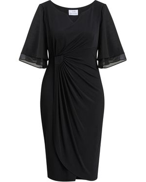 Gina Bacconi Diamante Trim Dress With Chiffon Sleeves - Black