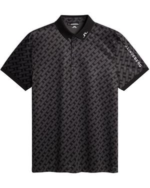 J.Lindeberg Tech Print Short Sleeve Performance Polo Shirt - Black