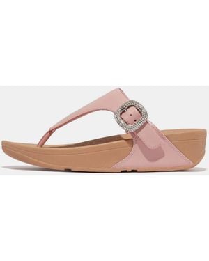 Fitflop Lulu Crystal-Buckle Leather Toe-Post Sandals - Pink