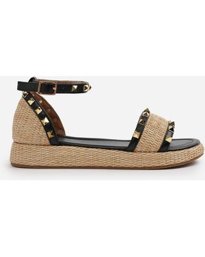 Where's That From Pu Aviva Studded Gladiator Espadrille Flatfo - White