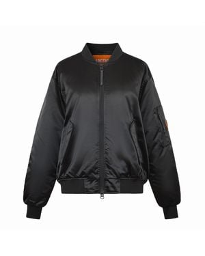 ARCTIC ARMY Midweight Arctic Long Sleeve Stand Collar Reflective Bomber Jacket - Black