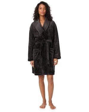 DKNY Plush Relaxed Fit Dressing Gown - Black