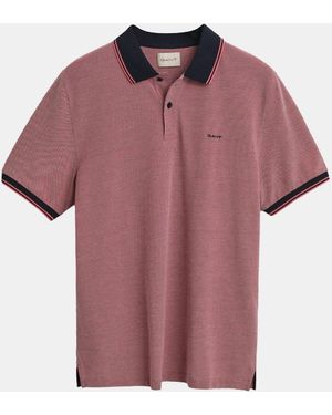 GANT 4-Colour Short Sleeved Oxford Pique Polo Shirt - Purple