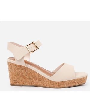 Where's That From Creampu Giselle Wedge Sandals With Buckle-Ankle-St - Natural