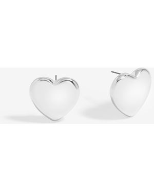 Mood Polished Puffed Heart Stud Earrings - Metallic