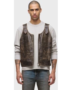 Hudson Jeans Success Leather Zip Vest - Gray