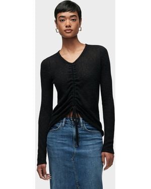 Hudson Jeans Ruched Long Sleeve Sweater - Blue
