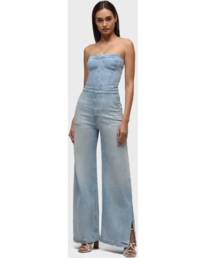 Hudson Jeans Strapless Wide Leg Jumpsuit - Blue
