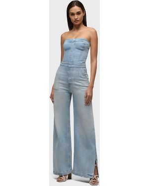 Hudson Jeans Strapless Wide Leg Jumpsuit - Blue