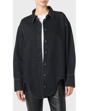 Hudson Jeans Denim Shirt With Hem Detail - Black