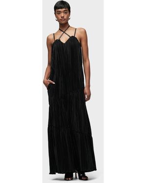 Hudson Jeans Plisse Tiered Dress - Black