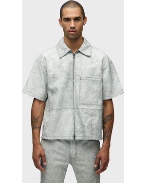 Hudson Jeans Short Sleeve Zip Shirt - Gray