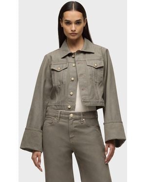 Hudson Jeans Cuffed Cropped Jacket - Green