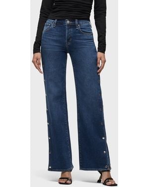 Hudson Jeans Rosie Side Seam Snaps Wide Leg - Blue