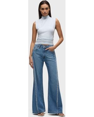 Hudson Jeans Jodie Loose Fit Wide Leg Jean With Frayed Seams - Blue