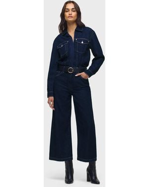Hudson Jeans Wide Leg Crop Jumpsuit - Blue