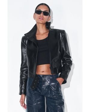 Hudson Jeans Sarah Jane Leather Jacket - Blue