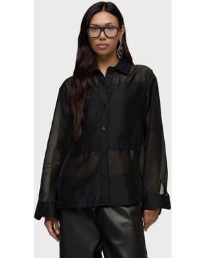 Hudson Jeans Sheer Oversized Button Up - Black