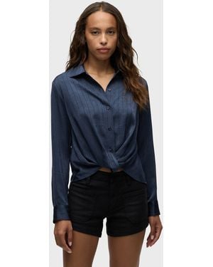 HUDSON Women's Long Sleeve Wrap Shirt - Casual Button-Down Blouse For Work Or Everyday Wear