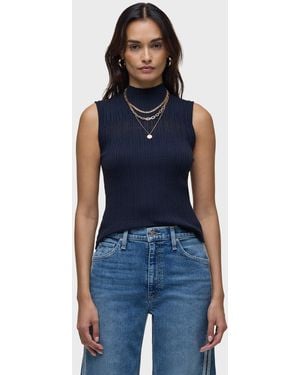Hudson Jeans Mock Neck Sweater Tank - Blue