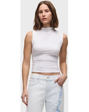 Hudson Jeans Tank With Side Seam Ruching - White