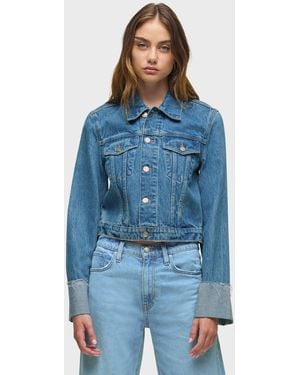Hudson Jeans Cuffed Cropped Denim Jacket - Blue