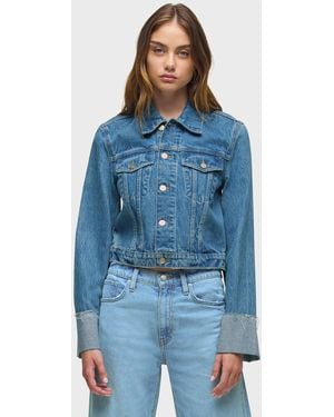 Hudson Jeans Cuffed Cropped Denim Jacket - Blue