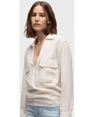 Hudson Jeans Long Sleeve Wrap Shirt - Natural