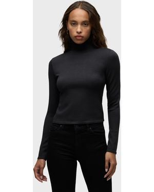 Hudson Jeans Mock Neck Long Sleeve Top - Black