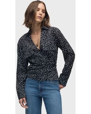 Hudson Jeans Long Sleeve Wrap Shirt - Blue