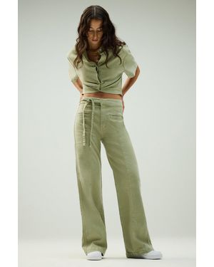 Hudson Jeans Tie Waist Pintucked Trouser Pant - Green