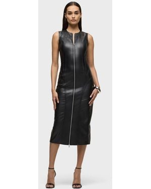 Hudson Jeans Vegan Leather Midi Dress - Black