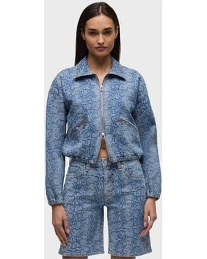Hudson Jeans Cropped Zip Up Jacket - Blue