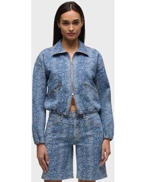 Hudson Jeans Cropped Zip Up Jacket - Blue
