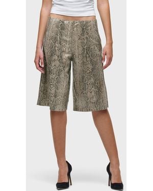 Hudson Jeans Leather Pleated Trouser Short - Green