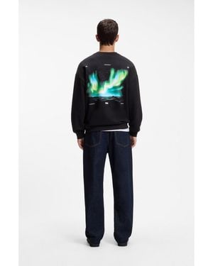 HUGO Cotton-Terry Sweatshirt With Graphic Print - Blue