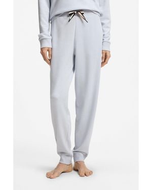 BOSS Cuffed Tracksuit Bottoms With Signature-Stripe Drawcord - Blue