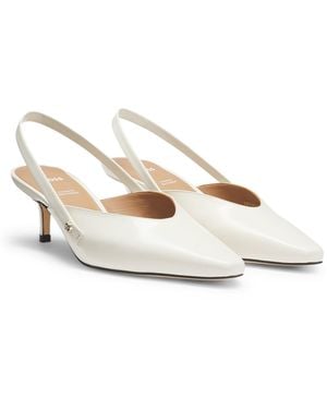 BOSS Slingback Leather Court Shoes With Gait-Tech Comfort Insole - White