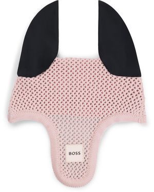 BOSS Gehäkelte Fliegenmütze Mit Logo-Aufnäher - Pink