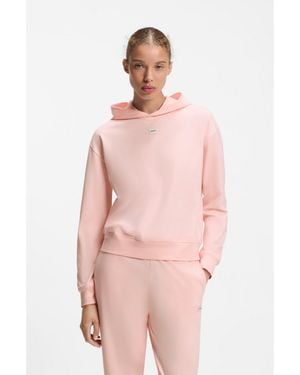 HUGO Stretch-Jersey Hoodie With Logo Label - Pink