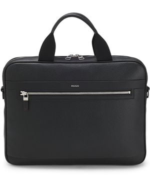 HUGO Faux-Leather Briefcase With Logo Lettering And Detachable Strap - Black