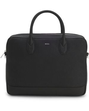 BOSS Portadocumentos En Piel Reciclada Con Diseño De Monograma - Negro