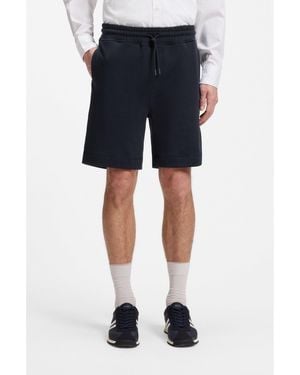 BOSS Cotton-Terry Shorts With Logo Patch - Blue