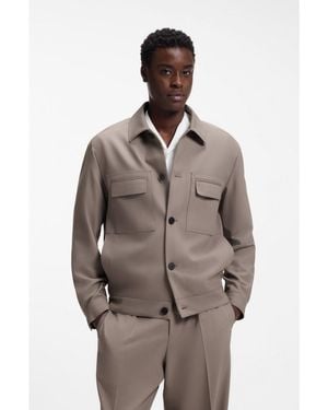 HUGO Slim-Fit Blazer With Patch Chest Pockets - Brown