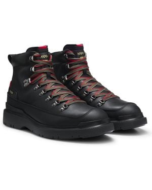 HUGO Leder-Boots Im Wanderschuh-Stil Mit Extraleichter Sohle - Schwarz